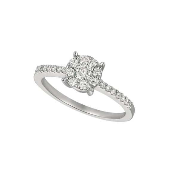 0.50 Carat Natural Diamond Cluster Engagement Ring